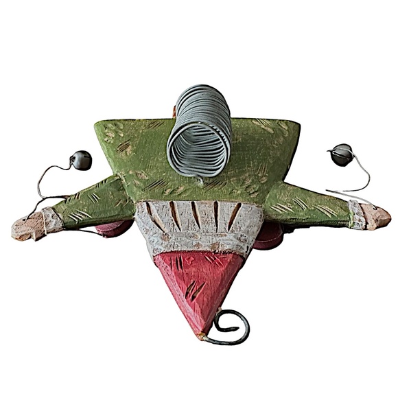 Hand Carved Resin Santa Claus Tree Toper Ornament 8” Whimsical Folk Art - Picture 4 of 4